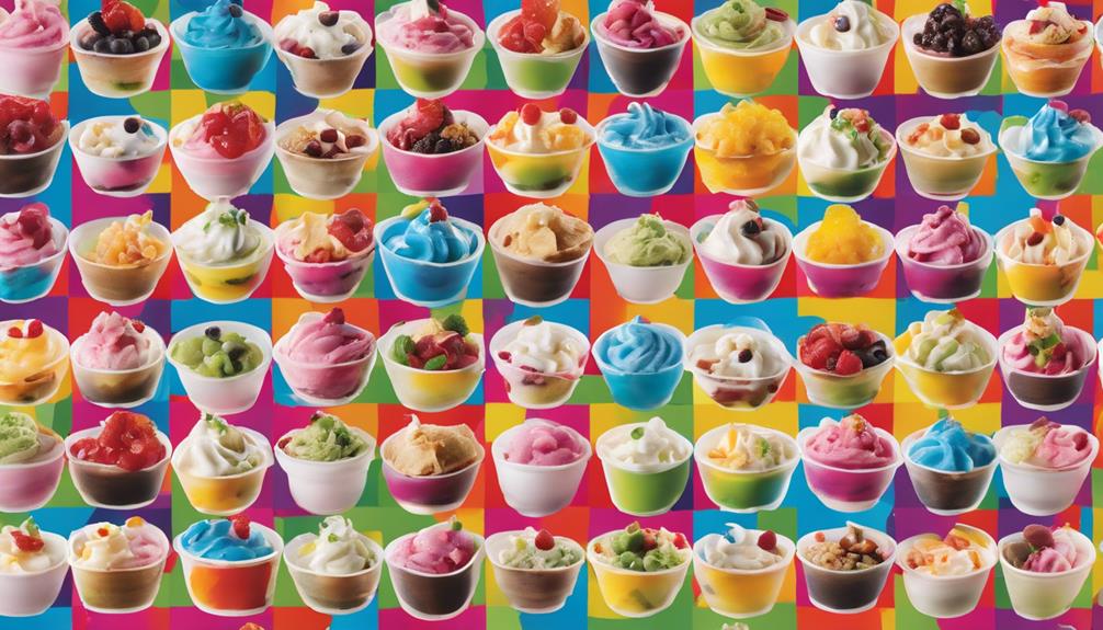 diverse frozen yogurt flavors