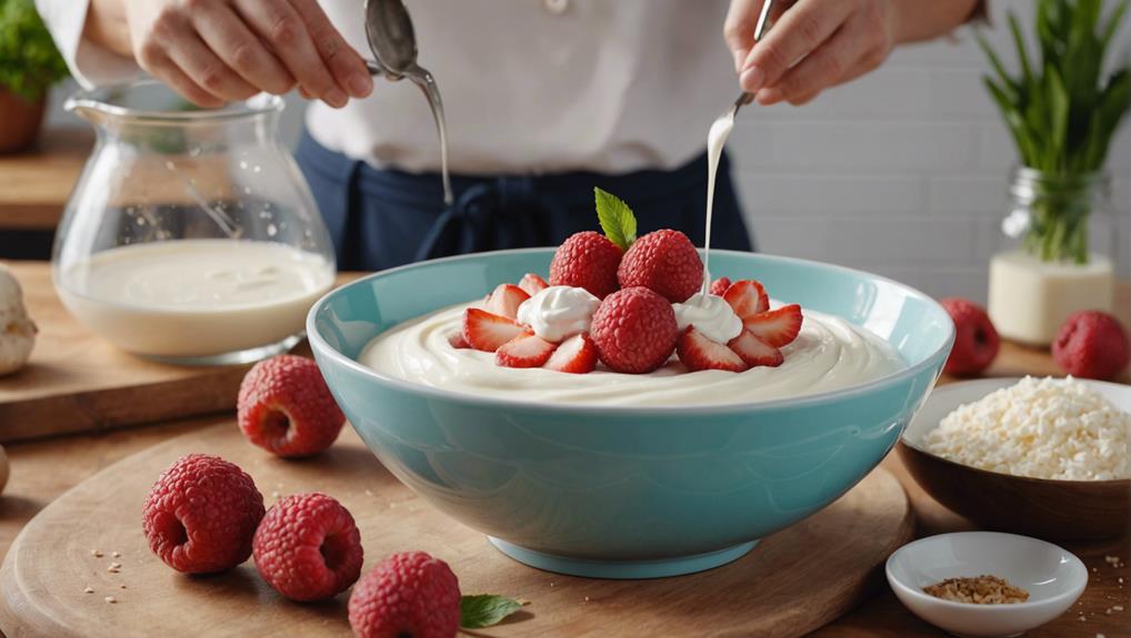 preparing homemade yogurt base