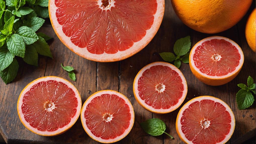 slicing ripe grapefruit segments